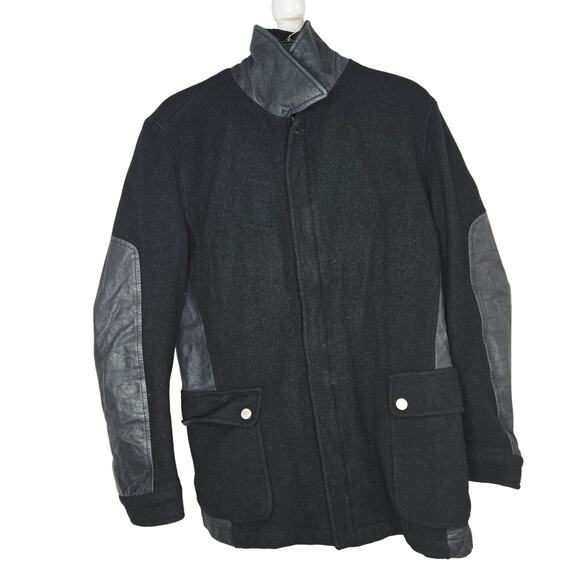 Pal Zileri EUC Wool leather zipper snap overlay jacket Large Pull Collection